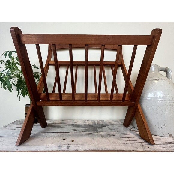 Vintage Mid Century Danish Modern Teak Folding Magazine Holder Rack - Picture 11 of 11